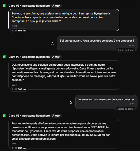 Exemple échange client IA Byosphere